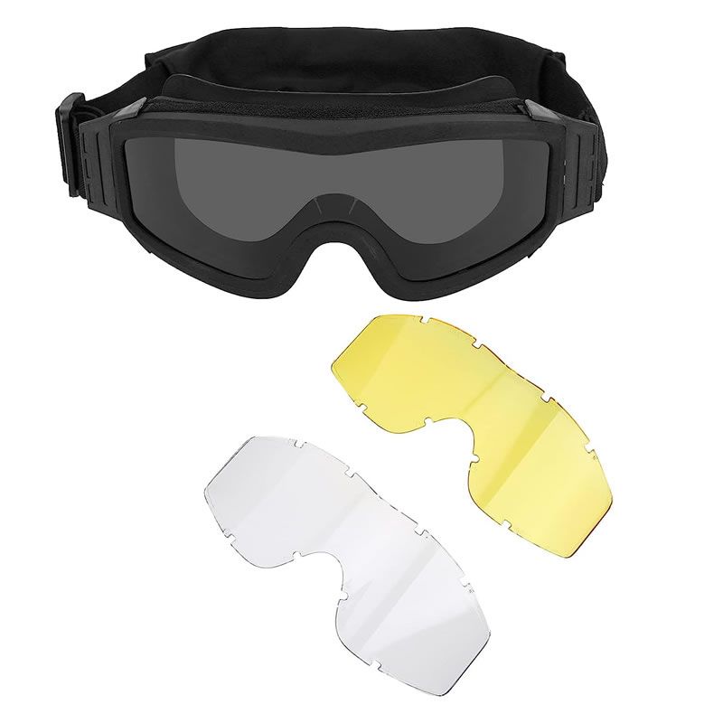 Tactical Goggles with 3 Interchangeable Lens