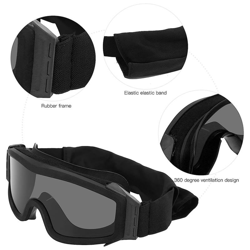 Tactical Goggles with 3 Interchangeable Lens